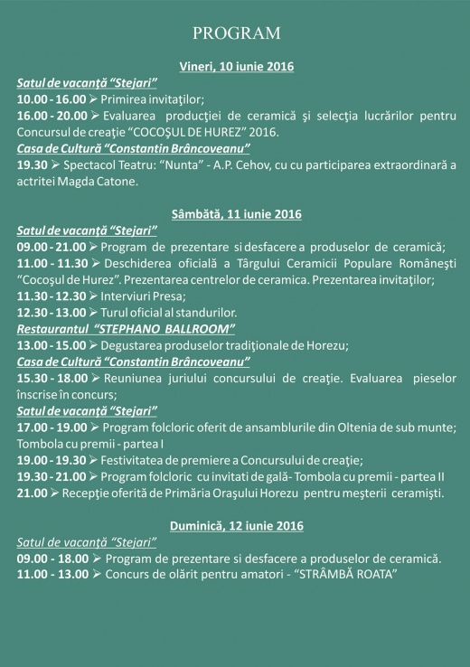 Program 2 - Cocoșul de Hurez 2016